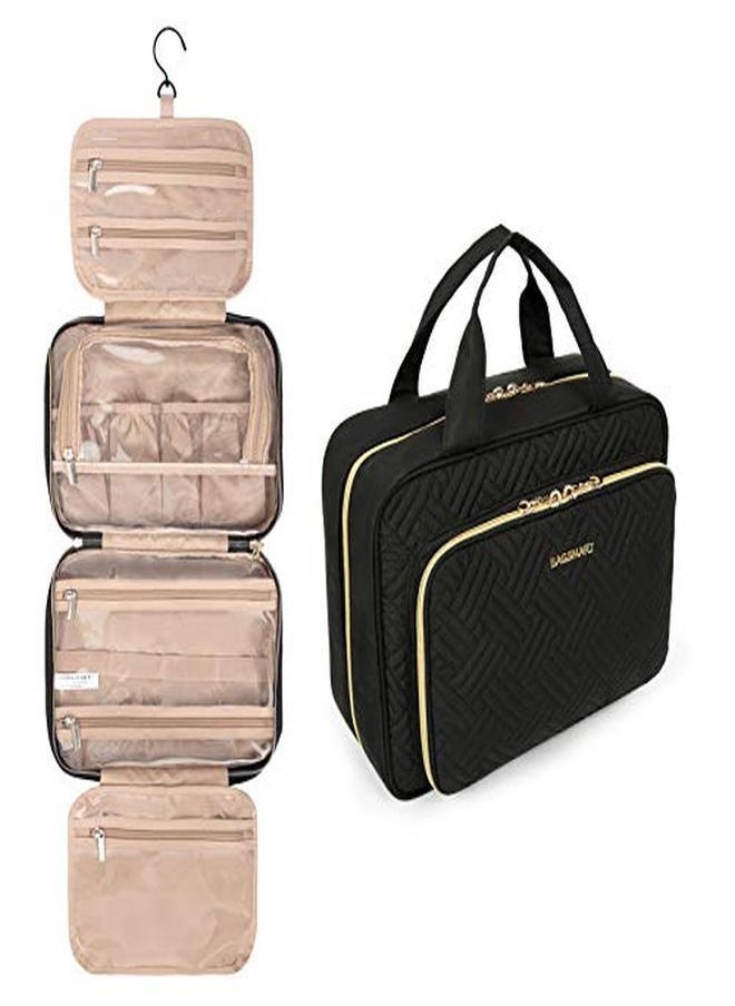 BAGSMART Toiletry Bag Hanging Travel Makeup Organizer With Tsa Approved Transparent Cosmetic Bag Makeup Bag For Full Sized Toiletries, Large-Black  - Image 1