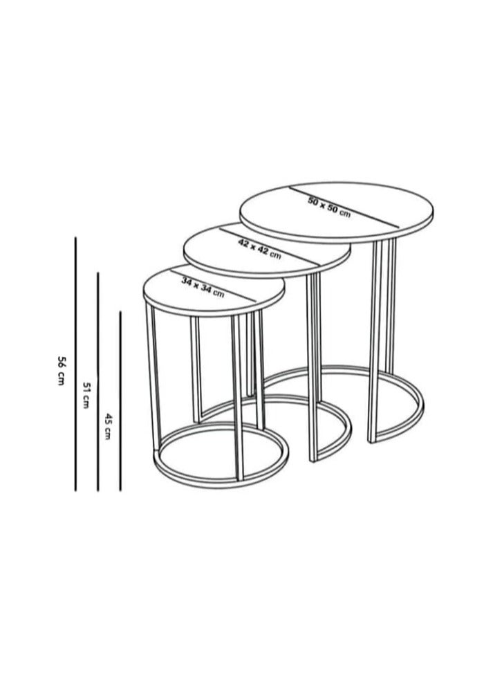 LHFHOMT Nesting Tables Set of 3 Pieces, Round Coffee table, Ceramics Glass Top, Strong Gold Metal Frame for Living Room,Sofa Side - Image 3