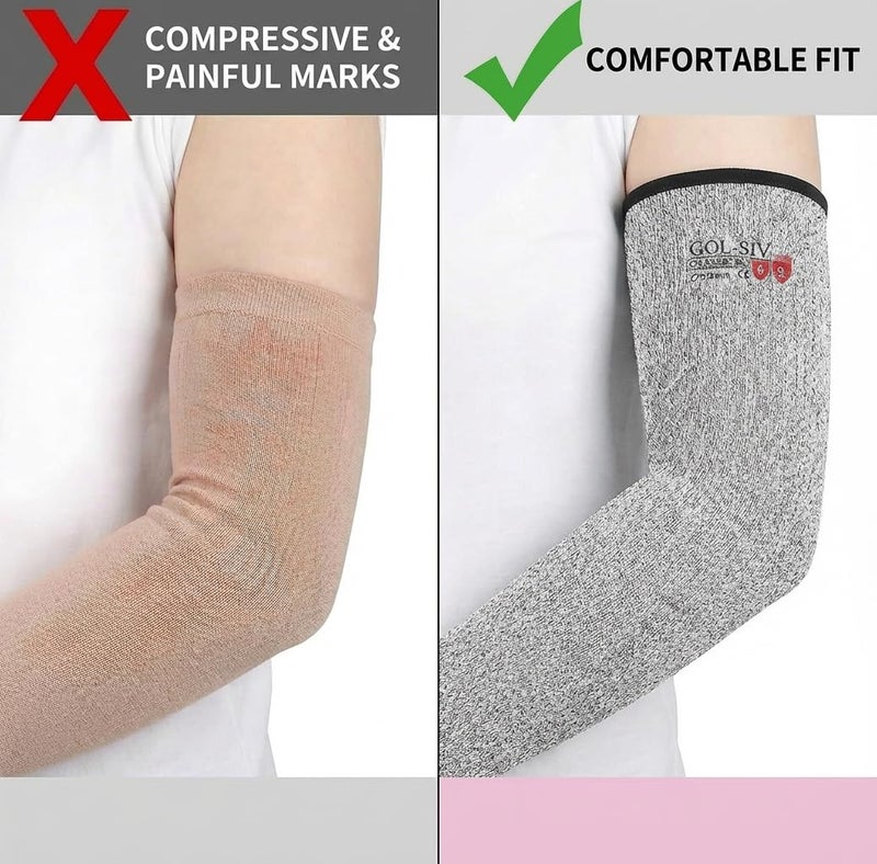 GOL-SIV Arm Protectors For Thin Skin And Bruising, Cut Resistant Sleeves For Men Women, A5 Level Farmer Sleeve For Gardening (Grey & Pink, 2pairs, 11.8 In) - Image 5