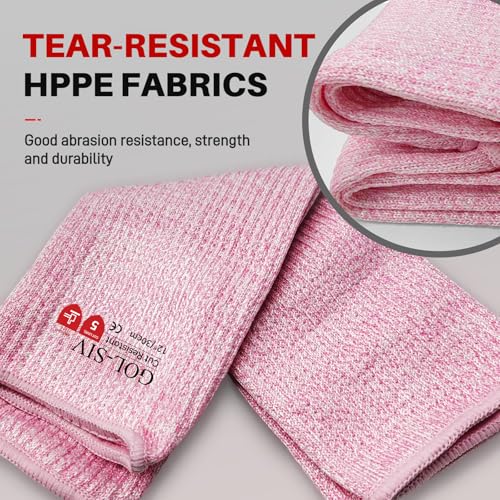 GOL-SIV Arm Protectors For Thin Skin And Bruising, Cut Resistant Sleeves For Men Women, A5 Level Farmer Sleeve For Gardening (Grey & Pink, 2pairs, 11.8 In) - Image 4