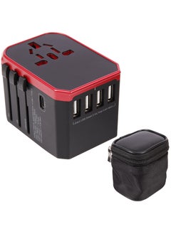 Universal Travel Adapter Usb Worldwide Charger Power Adapter International Wall Charger Ac Plug Adaptor With 5.6A Smart Power And 3.0A Usb Type-C For Usa Eu Uk Aus With Storage Bag