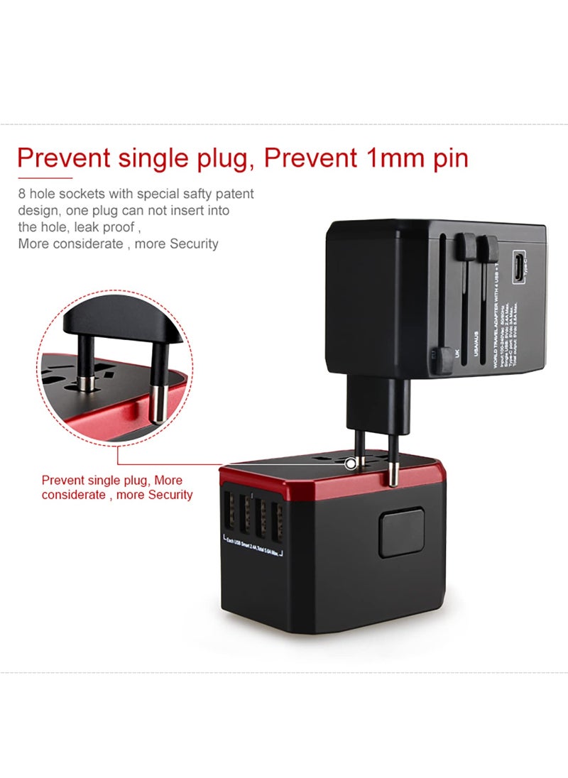 AROAQ - Universal Travel Adapter Usb Worldwide Charger Power Adapter International Wall Charger Ac Plug Adaptor With 5.6A Smart Power And 3.0A Usb Type-C For Usa Eu Uk Aus With Storage Bag - Image 1