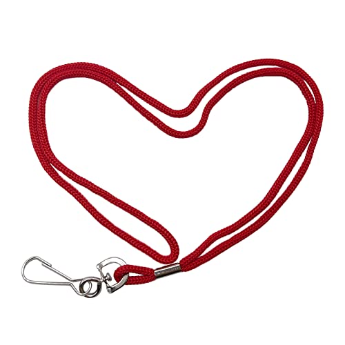 HOSL 100 Pack Badge Lanyards Business ID Card Lanyards Employee Students Lanyard Round 36" With Swivel Hook (Red) - Image 1