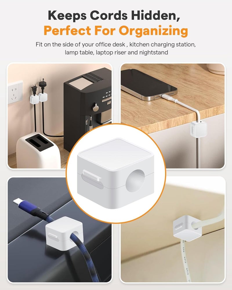 SPELLWISH Magnetic Cable Organizer Clips, Cord Holder for Cables, Desk Cable Management, Adhesive Wire Keeper for Desk in Bedroom, Living Room, Kichen, Office and Car (6pcs-White) - Image 3