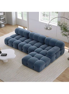 A to Z Furniture Delsea Modular Sectional Sofa in Blue Velvet in Blue Color Sectional Modular Sofa  - Image 4