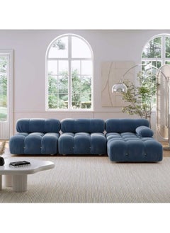 A to Z Furniture Delsea Modular Sectional Sofa in Blue Velvet in Blue Color Sectional Modular Sofa  - Image 1