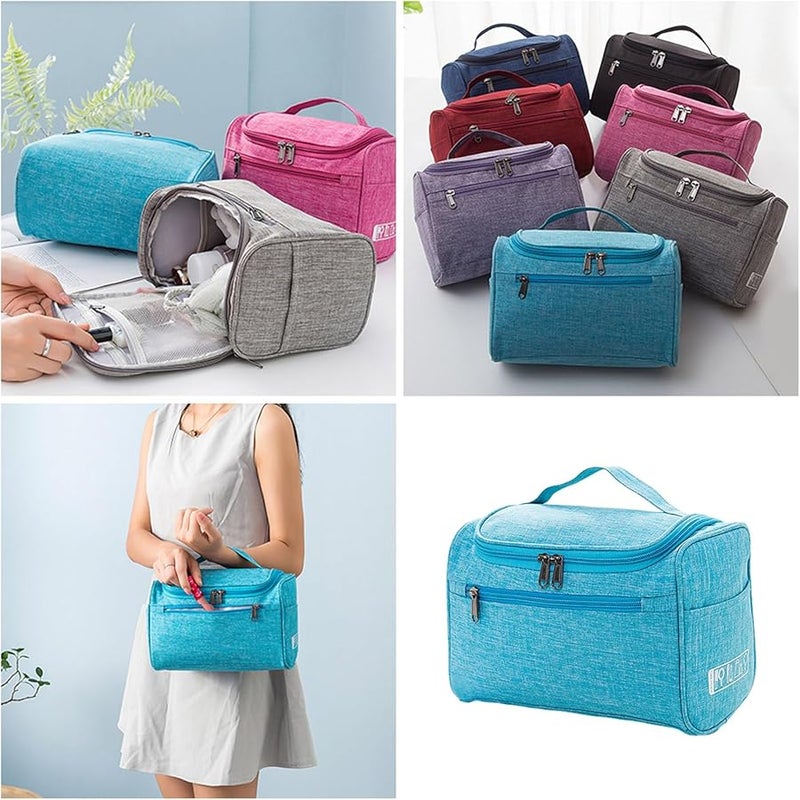 Blue Travel Cosmetic Case Toiletry Pouch Makeup Storage Bag Organizer - Image 3