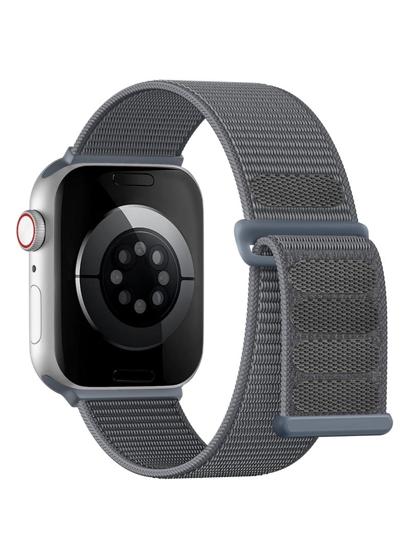 Nylon Straps Compatible with Apple Watch,For 44mm/45mm/46mm/49mm, Soft Nylon adjustable Sport Strap for iWatch Ultra 3/Ultra 2/Ultra, Series 11/10/9/8/7/6/5/4, SE3/SE2/SE, Hook &Loop secure and easy to wear, Grey - Image 1