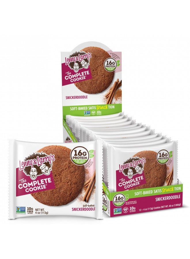 LENNY & LARRY'S Lenny & Larry's The Complete Cookie, Snickerdoodle, Soft Baked, 16g Plant Protein, Vegan, Non-GMO, 4 Ounce Cookie (Pack of 12) - Image 1