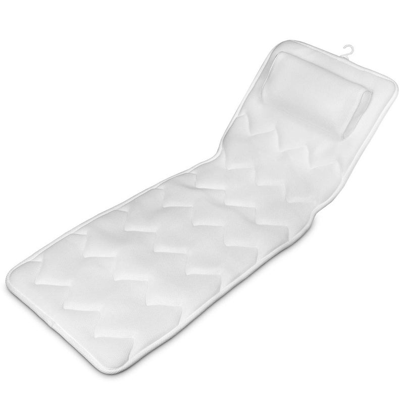Navaris Full Body Bath Pillow  Quilted Bathtub Spa Cushion Mattress with Ergonomic Head Pillow Non Slip Suction Cups Quick Dry Mesh  125 x 42 cm