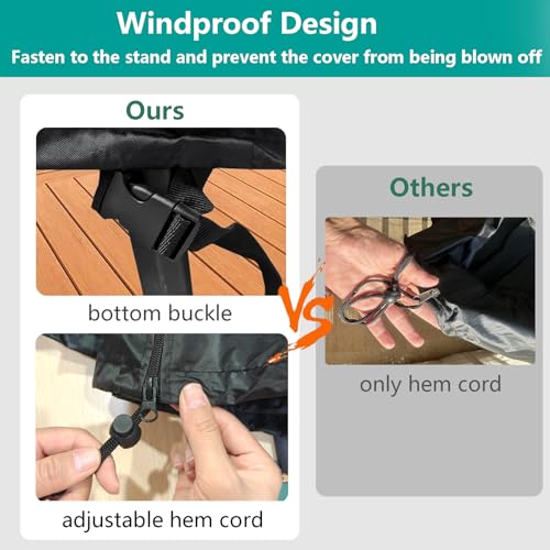 FLYMEI Patio Egg Chair Covers with Zipper, 420D Wicker Egg Swing Chair Covers, Waterproof Heavy Duty Weather Resisatnt Outdoor Chair Cover, Windproof Hanging Chair Cover, 75" x 45", Black, 1 Pack - Image 5