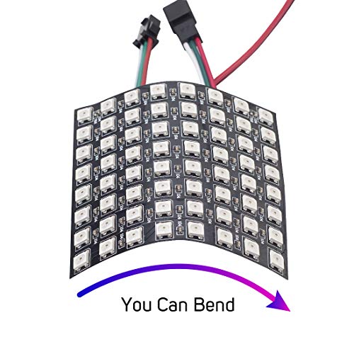 BTF-LIGHTING WS2812B ECO RGB Alloy Wires 5050SMD Individual Addressable 8X8 256 Pixels LED Matrix Panel Flexible FPCB Full Color Works with WLED,SP802E,etc Controllers Image Video Text Display DC5V - Image 3