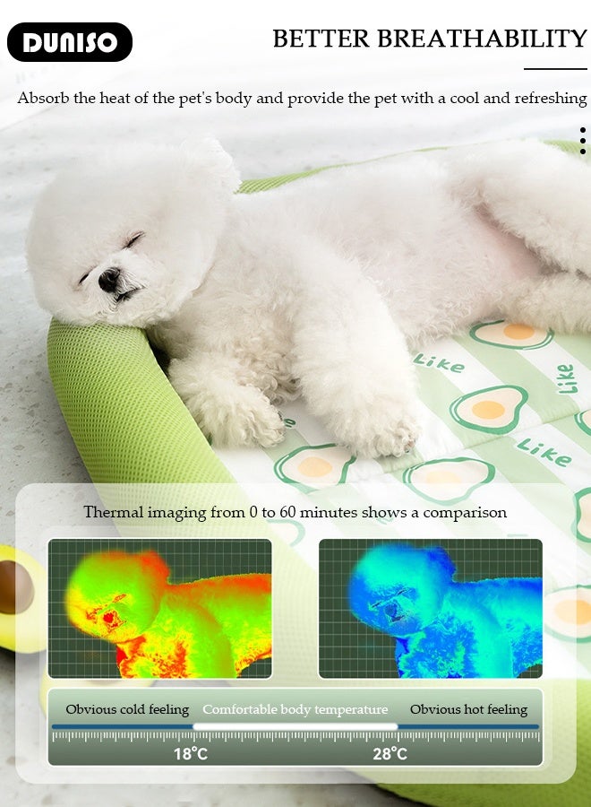 DUNISO حصائر نوم الحيوانات الأليفة، حصيرة تبريد صيفية للكلاب، وسادة ثلجية لجرو أو قطة، سرير ناعم للراحة، مستلزمات تبريد للحيوانات الأليفة الصغيرة، حصيرة نوم للحيوانات الأليفة للكنبة/السرير/الأرض، تبقي الحيوانات الأليفة باردة، بيضاوية خضراء - Image 3