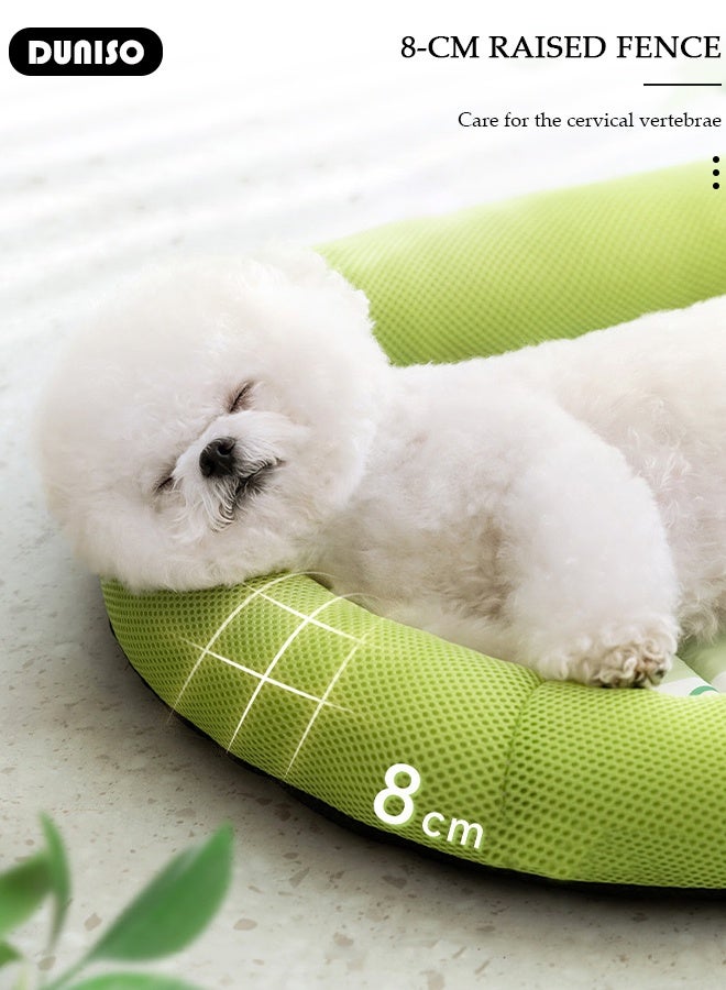 DUNISO حصائر نوم الحيوانات الأليفة، حصيرة تبريد صيفية للكلاب، وسادة ثلجية لجرو أو قطة، سرير ناعم للراحة، مستلزمات تبريد للحيوانات الأليفة الصغيرة، حصيرة نوم للحيوانات الأليفة للكنبة/السرير/الأرض، تبقي الحيوانات الأليفة باردة، بيضاوية خضراء - Image 4
