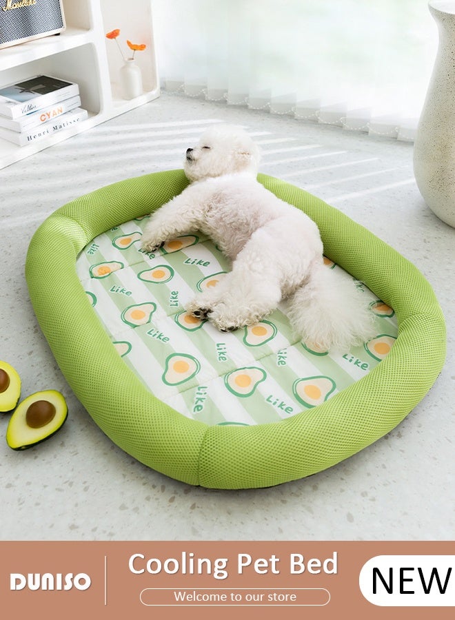 DUNISO حصائر نوم الحيوانات الأليفة، حصيرة تبريد صيفية للكلاب، وسادة ثلجية لجرو أو قطة، سرير ناعم للراحة، مستلزمات تبريد للحيوانات الأليفة الصغيرة، حصيرة نوم للحيوانات الأليفة للكنبة/السرير/الأرض، تبقي الحيوانات الأليفة باردة، بيضاوية خضراء - Image 1