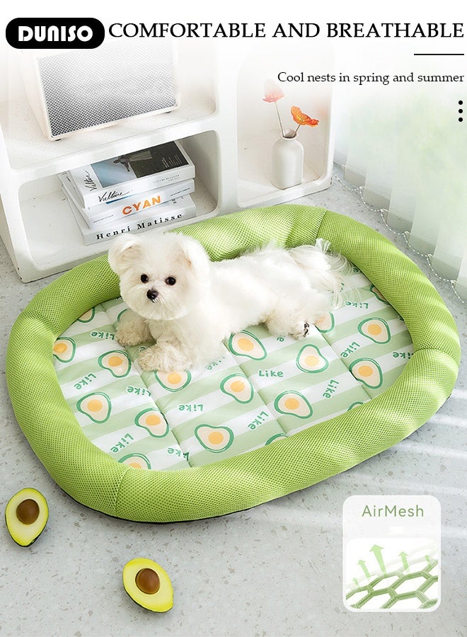 DUNISO حصائر نوم الحيوانات الأليفة، حصيرة تبريد صيفية للكلاب، وسادة ثلجية لجرو أو قطة، سرير ناعم للراحة، مستلزمات تبريد للحيوانات الأليفة الصغيرة، حصيرة نوم للحيوانات الأليفة للكنبة/السرير/الأرض، تبقي الحيوانات الأليفة باردة، بيضاوية خضراء - Image 2