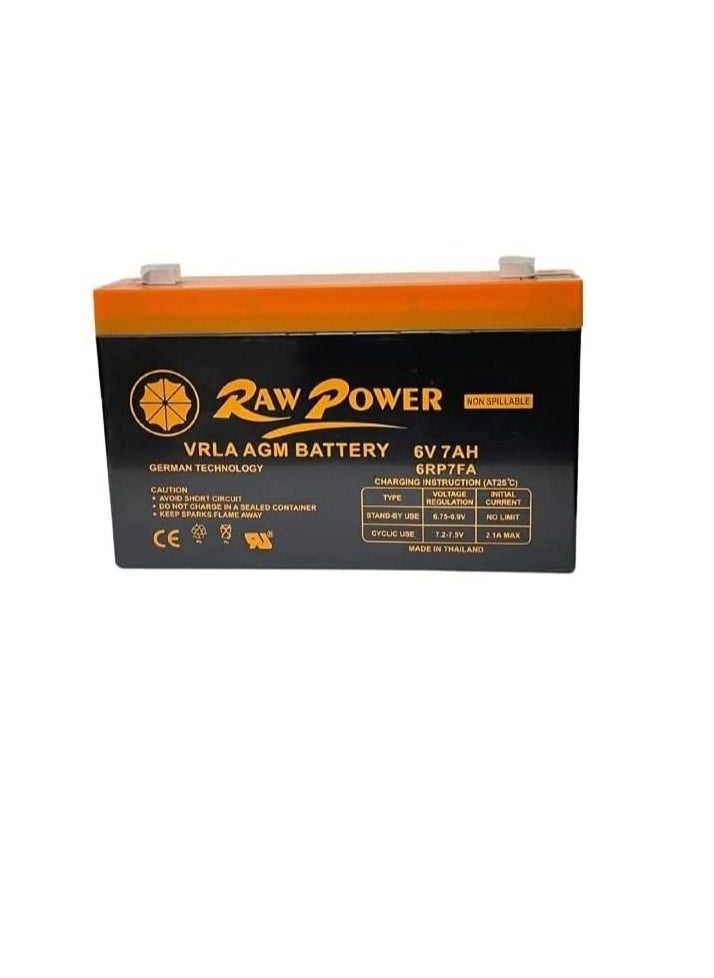 Raw Power RawPower VRLA AGM Non Spillable Battery Made in Vietnam (6V 7AH)  - Image 1