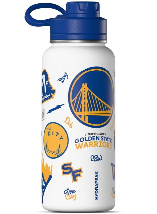 Hydrapeak x NBA Officially Licensed Golden State Warriors 32oz Active Water Bottle Chug Lid Stainless Steel Reusable Double Wall Celebrating The City Of San Francisco - Image 2