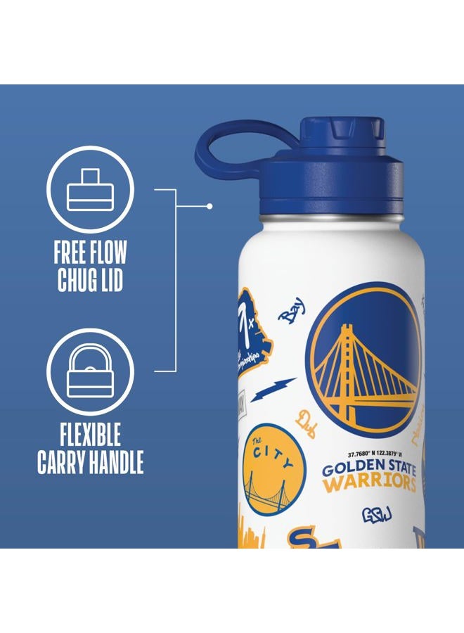 Hydrapeak x NBA Officially Licensed Golden State Warriors 32oz Active Water Bottle Chug Lid Stainless Steel Reusable Double Wall Celebrating The City Of San Francisco - Image 4