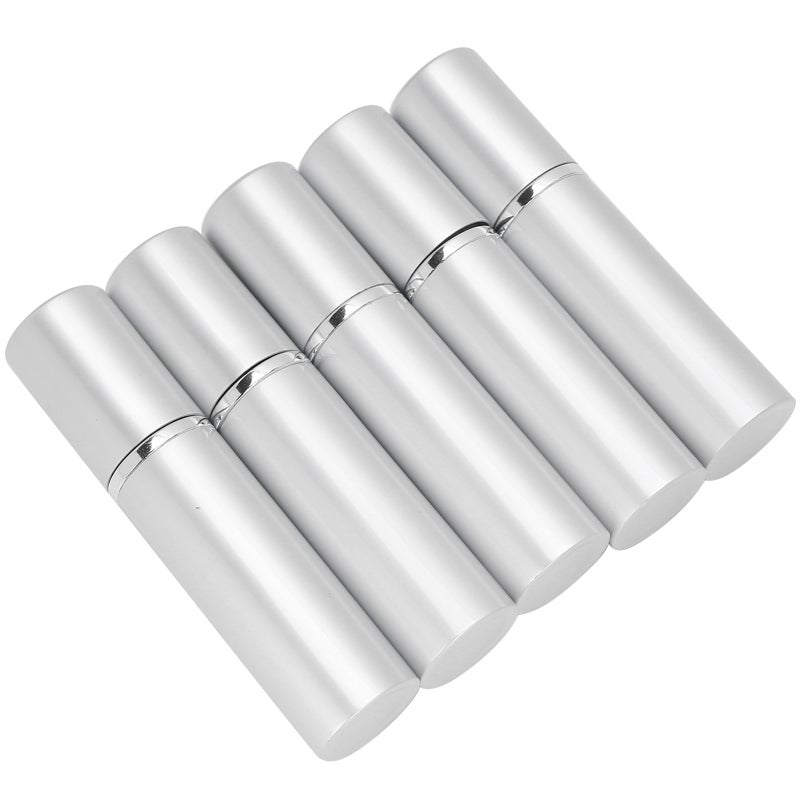 Portable Atomizer 5Pcs Silver: Full-Enclosed Dust Cover Design, Anodized Aluminum Pressing Nozzle, Glass Inner Container - Safe Hygienic Refillable Spray Bottle for Travel Daily Use - Image 1