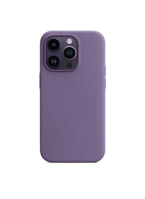 Applicable To For Iphone14promax Liquid Silicone Magnetic Suction Animation Shell For Iphone 14 Official MagSafe Magnetic Suction-Color:Iris Flower/liquid Magnetic Suction + White Animation Pop-up Window-Applicable Model:ip 14Promax
