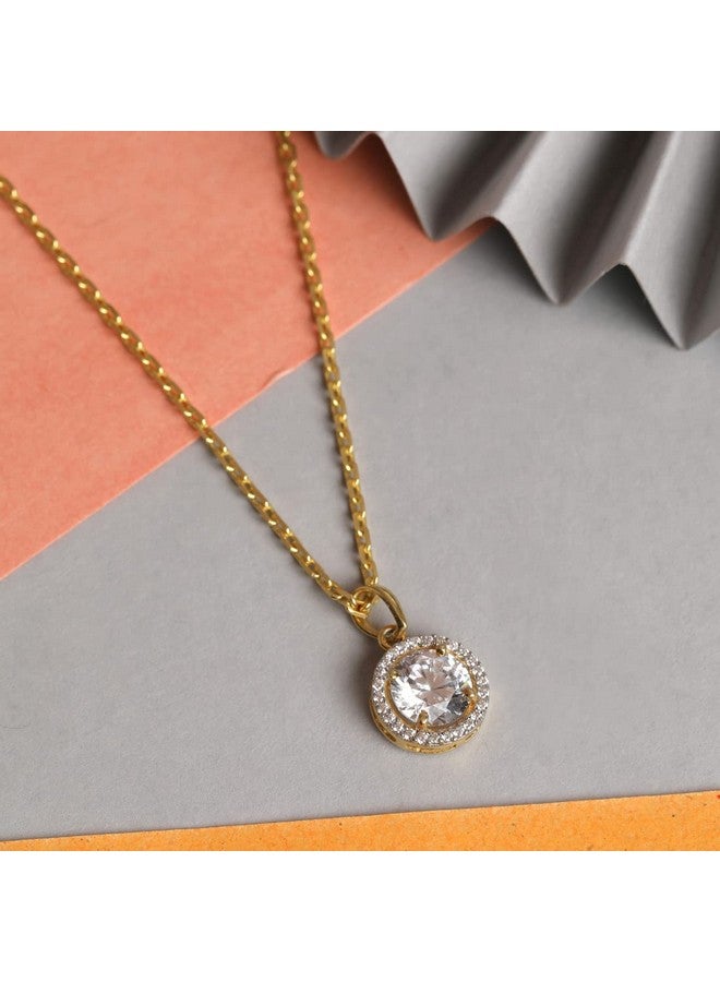 Clara 925 Sterling Silver Talia Pendant Chain Necklace | Gold Rhodium Plated, Swiss Zirconia | Gift for Women and Girls - Image 2