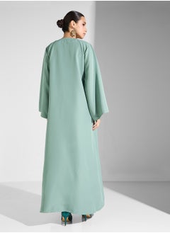 hayas closet Embroidered Open Front Abaya  - Image 2