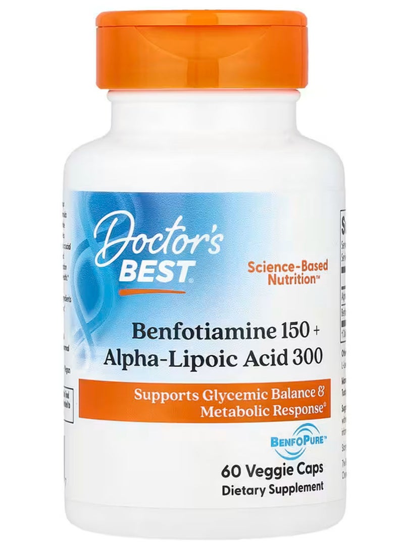 Doctor's BEST Benfotiamine 150 + Alpha-Lipoic Acid 300 Dietary Supplement - 60 Veggie Caps - Image 1