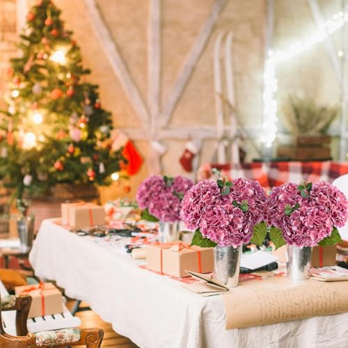 ZYTUYO 3 PCS Magenta Hydrangea Real Touch Artificial Flowers 21'' Latex Large Hydrangea with Long Stems for Wedding Table Centerpieces Indoor Kitchen Spring Home Decor Outdoor Porch - Image 2