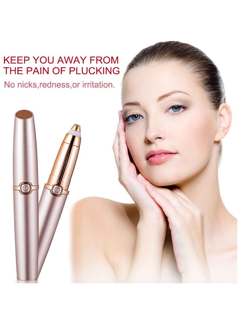 Y&D Eyebrow Hair Remover Painless-Precision Trimmer Brows Epilator Eye Brow Facial Face Razor for Lips Nose Removal with LED Light Women Men Rose Gold - Image 2