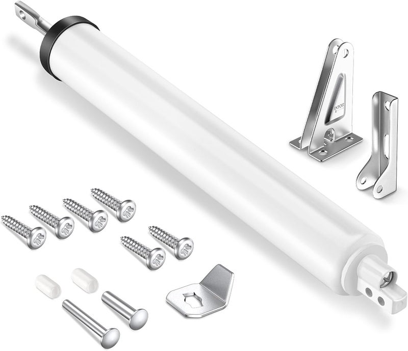 SARDVISA Storm Door Closer, Heavy Duty Pneumatic Screen Door Closer, Adjustable Closing Speed, Safety Closure with Hold Open Feature, Universal Window & Door Bracket Kit (White) - Image 1