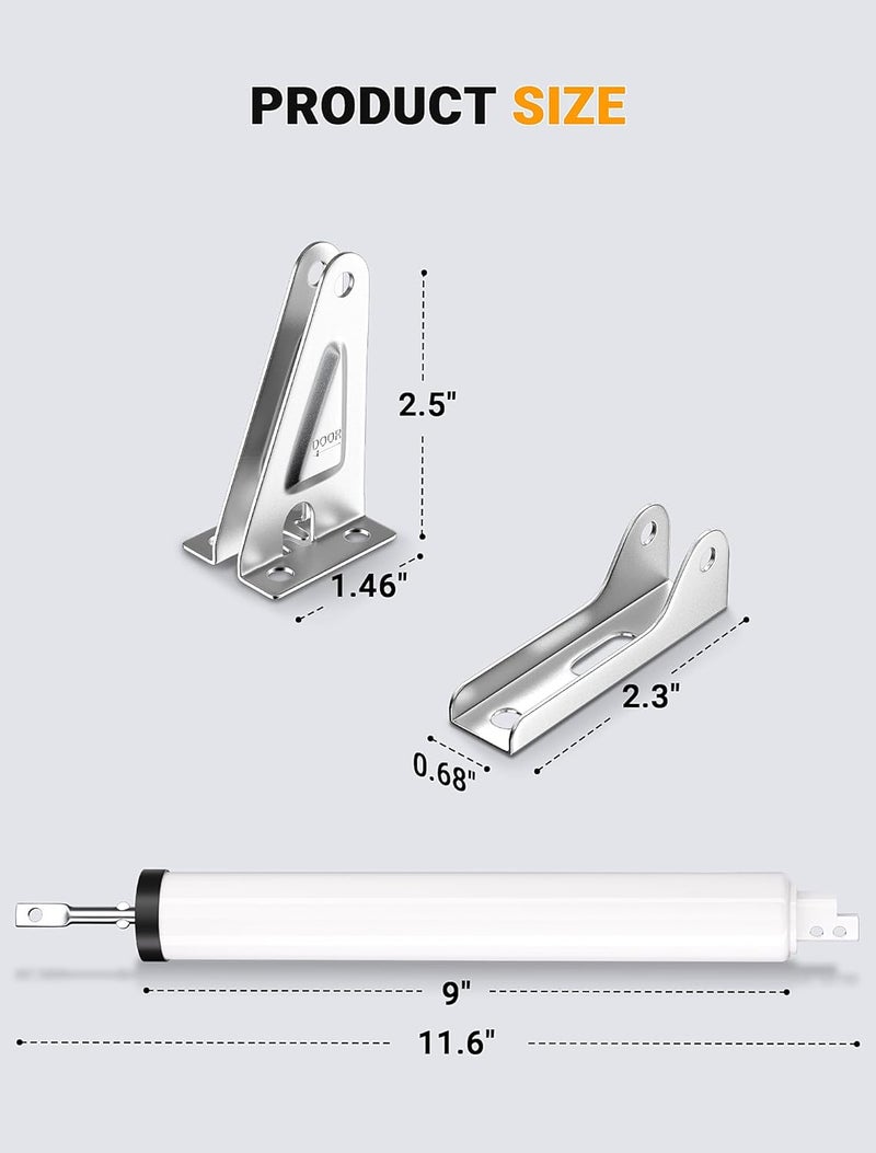SARDVISA Storm Door Closer, Heavy Duty Pneumatic Screen Door Closer, Adjustable Closing Speed, Safety Closure with Hold Open Feature, Universal Window & Door Bracket Kit (White) - Image 2