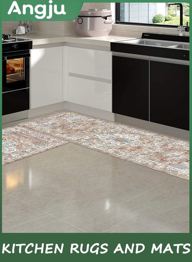 Angju Anti Fatigue Kitchen Mat Set of 2 Non Slip Kitchen Mats for Floor Cushioned Kitchen Rugs Comfort Standing Mat Farmhouse Waterproof PVC Foam Kitchen Floor Mat Runner - Image 2