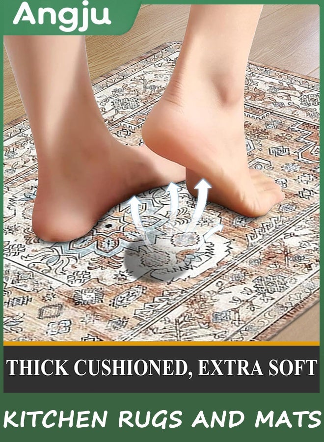 Angju Anti Fatigue Kitchen Mat Set of 2 Non Slip Kitchen Mats for Floor Cushioned Kitchen Rugs Comfort Standing Mat Farmhouse Waterproof PVC Foam Kitchen Floor Mat Runner - Image 4