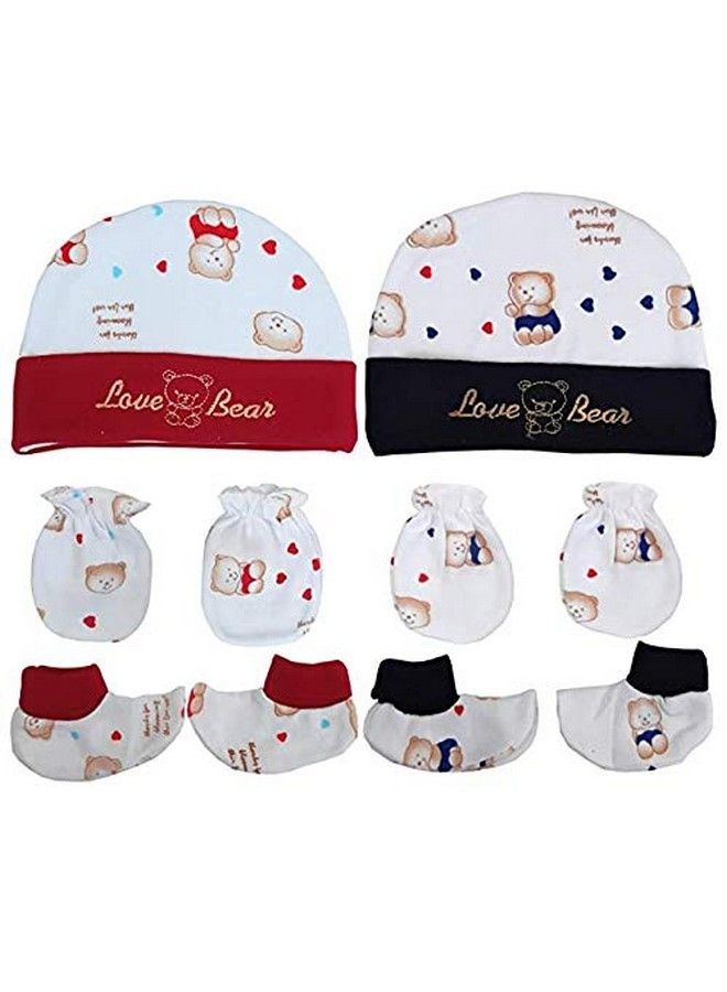 FARETO Newborn Baby Gift Pack Of Baby Botty ; Mittens ; Cap Set(Pack Of 2)(0 3 Months)  - Image 2