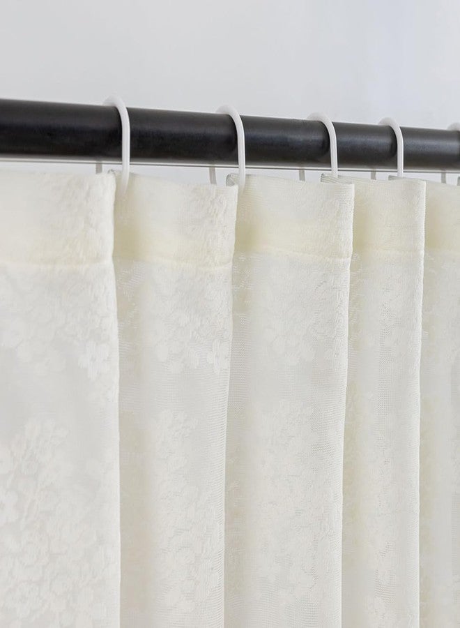 TUDECO Lace Vintage Shower Curtain with Attached Valance, Crochet Rustic Floral Sheer Shower Curtains for Bathroom, Scalloped Edge Reinforced Holes Top Ivory Shower Curtain, 72 x 72 Inch, 1 Panel - Image 2