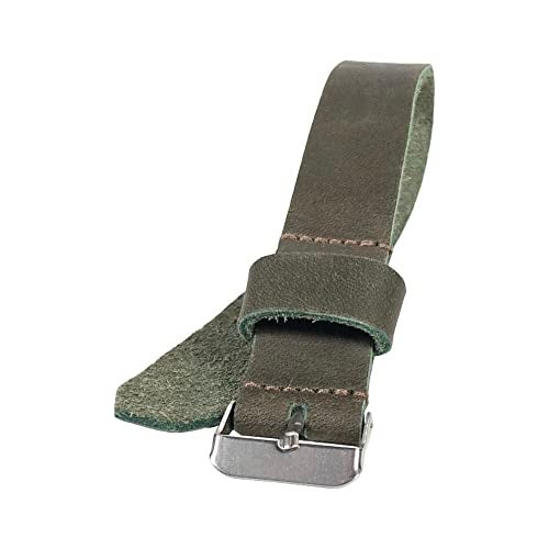 Hide & Drink, Wristwatch Strap Replacement (20mm), Release Watch Band, Replacement Bracelet, Full Grain Leather, Handmade, Dark Jade - Image 1