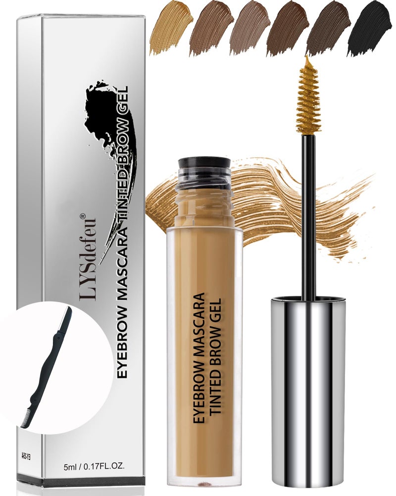 LYSdefeu Waterproof Tinted Brow Gel-Long Lasting Smudgeproof Liquid Eyebrow Makeup,Eyebrow Mascara Tinted Brow Glue,Eye Brow Filler,Volumizing Enhance Brow Mascara,With Brow Razor Brush,Gift for Women-Blonde - Image 1