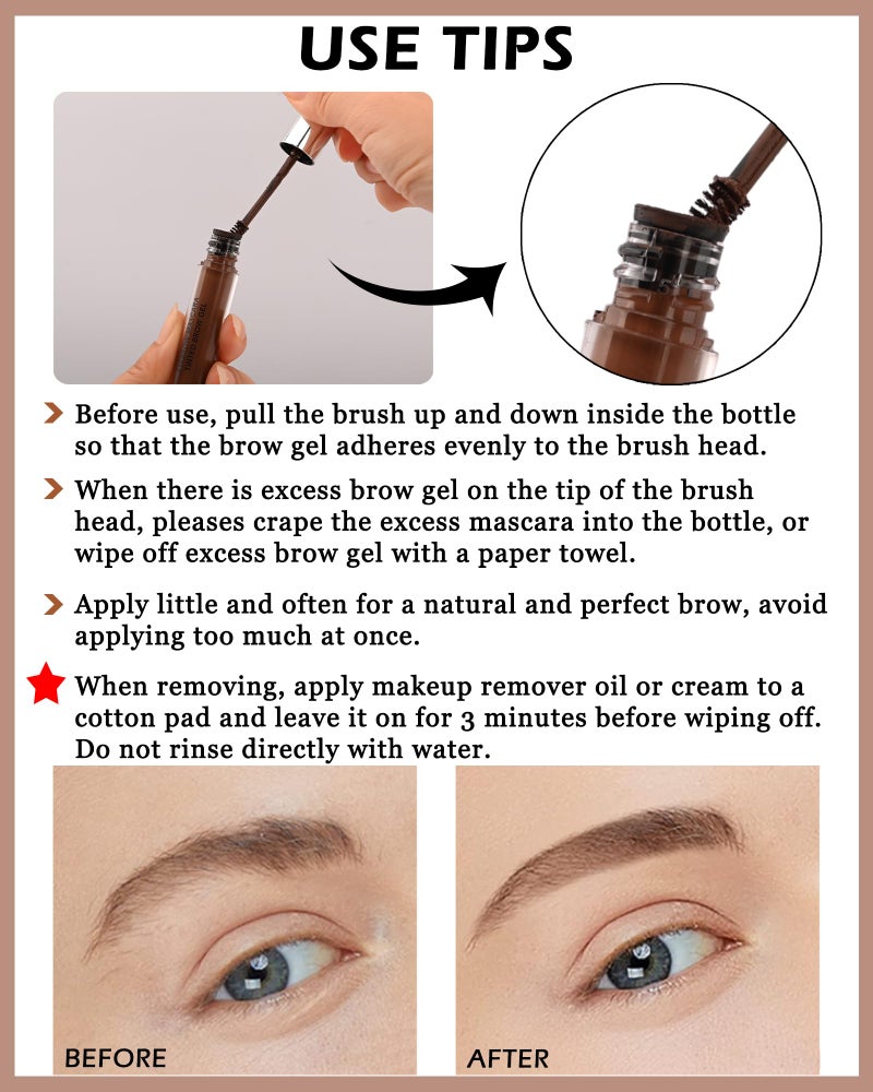 LYSdefeu Waterproof Tinted Brow Gel-Long Lasting Smudgeproof Liquid Eyebrow Makeup,Eyebrow Mascara Tinted Brow Glue,Eye Brow Filler,Volumizing Enhance Brow Mascara,With Brow Razor Brush,Gift for Women-Blonde - Image 4
