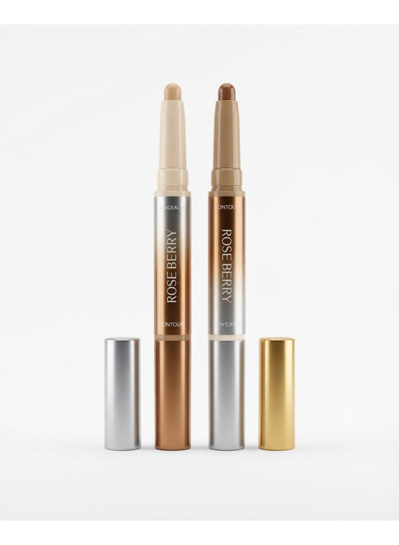 Rose Berry Fine Line 2-in-1 Nose Contour and Concealer Pen, Dual-Ended Makeup Stick, Shade 03 - Image 1