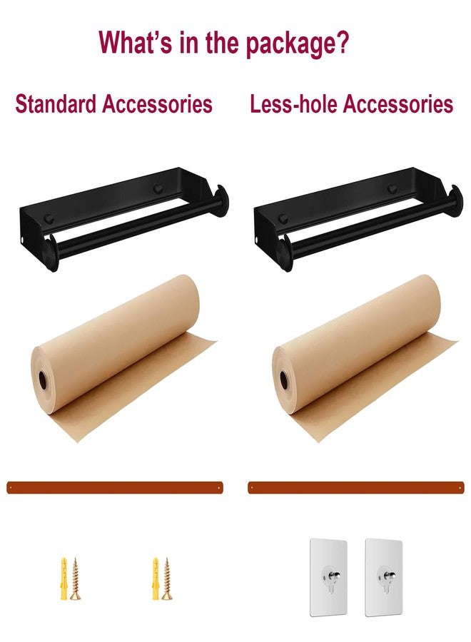 FanSiVoKe 18" Kraft Paper Dispenser Wall Mount, Butcher Paper Dispenser Ideal for Home Office with 30 meter Kraft Roll (Black Wall Mount Brown PU Leather Strap) (18") - Image 3