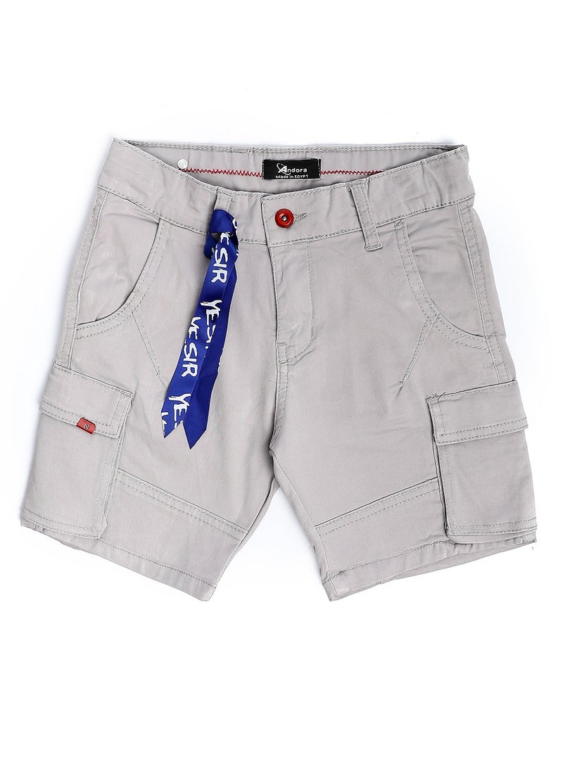 Andora - Plain Boys Summer Cargo Short - Light Grey - Image 1