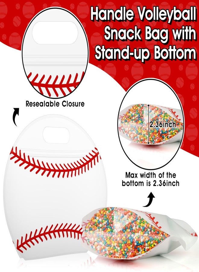 AKAIXI 24pcs Baseball Candy Bags with Handles Reusable Sealed Treat Bags, Stand-up Bottom Snack Bags for Baseball Coach Sport Team and Baseball Mom, Party Favor Birthday Gifts Supplies - Image 3