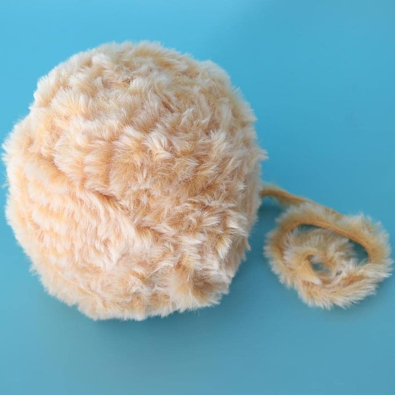 Beige Imitation Fur Chunky Yarn For Knitting Crochet Sweater Hats Scarves - Image 1