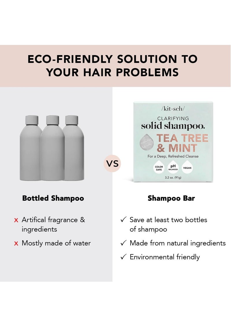 كيتش شامبو بار شجرة الشاي والنعناع المنقي لمكافحة قشرة الرأس شامبو مضاد للقشرة لفروة الرأس الحاكة شامبو خالي من الكبريتات شامبو نباتي لجميع أنواع الشعر - Image 5