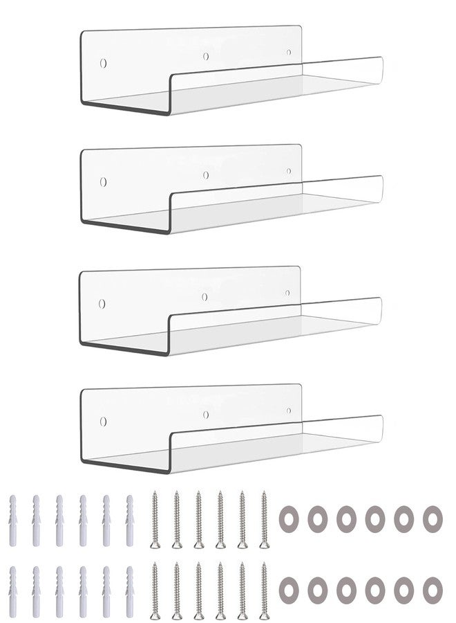 JDEA 4 Pack 15-inch Wall-Mounted Acrylic Shelves Suitable for Wall-Mounted Display Rack Storage Rack Suitable for Children's Bookshelf Room Wall Decoration Bedroom Kitchen Living Room - Image 1