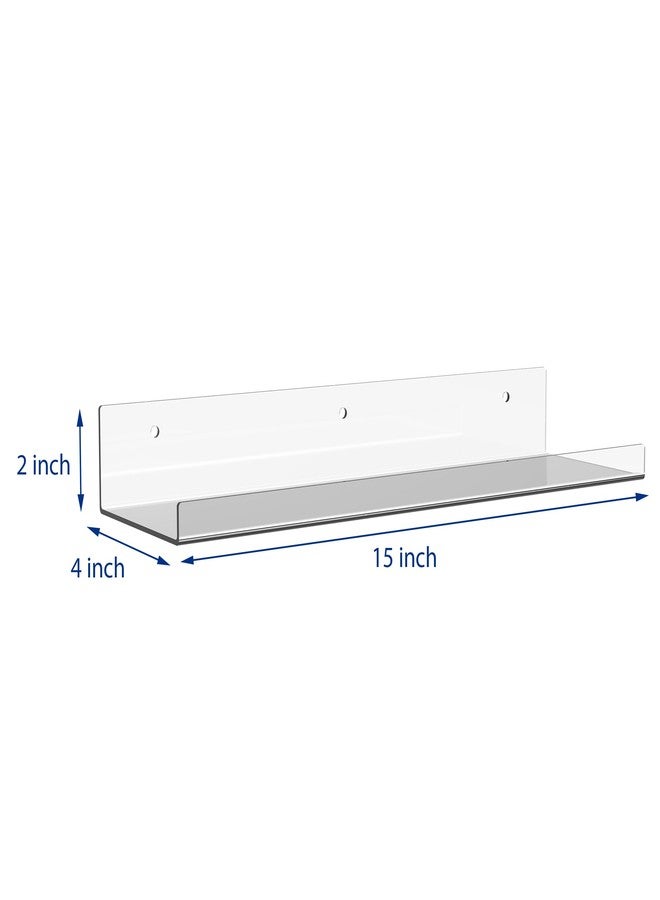 JDEA 4 Pack 15-inch Wall-Mounted Acrylic Shelves Suitable for Wall-Mounted Display Rack Storage Rack Suitable for Children's Bookshelf Room Wall Decoration Bedroom Kitchen Living Room - Image 3