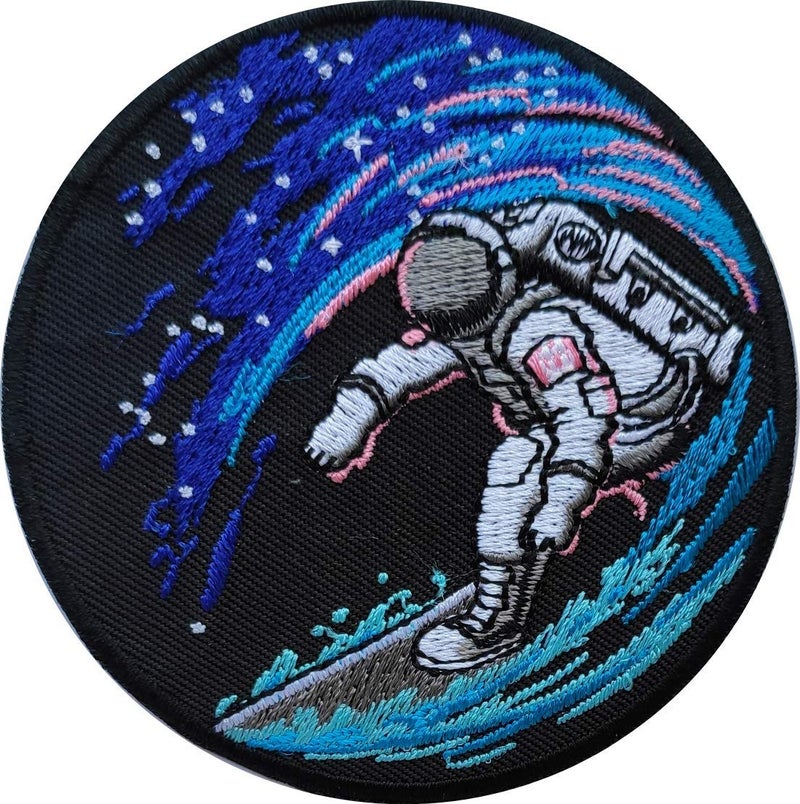 PatchClub Space Surfing Astronaut Patch  Cool Space Surfer Patches  Embroidered Iron OnSew On for Backpack Hat Jacket Hoodie