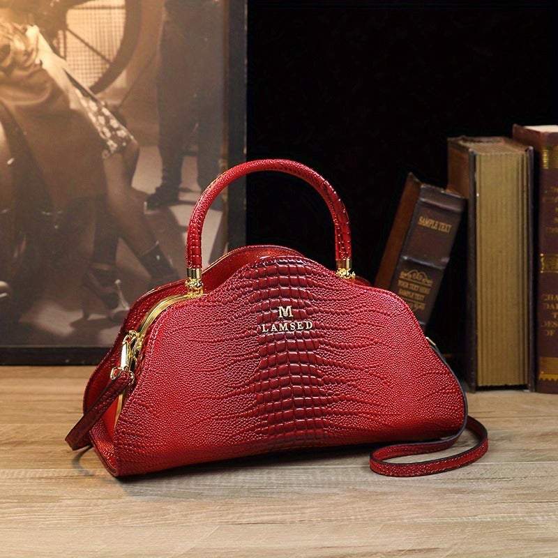 Mother'S Day Gift Crocodile Pattern Leather Cloud Bag High Sense Fashion Middle-Aged Women'S Handbag Bag - Image 1