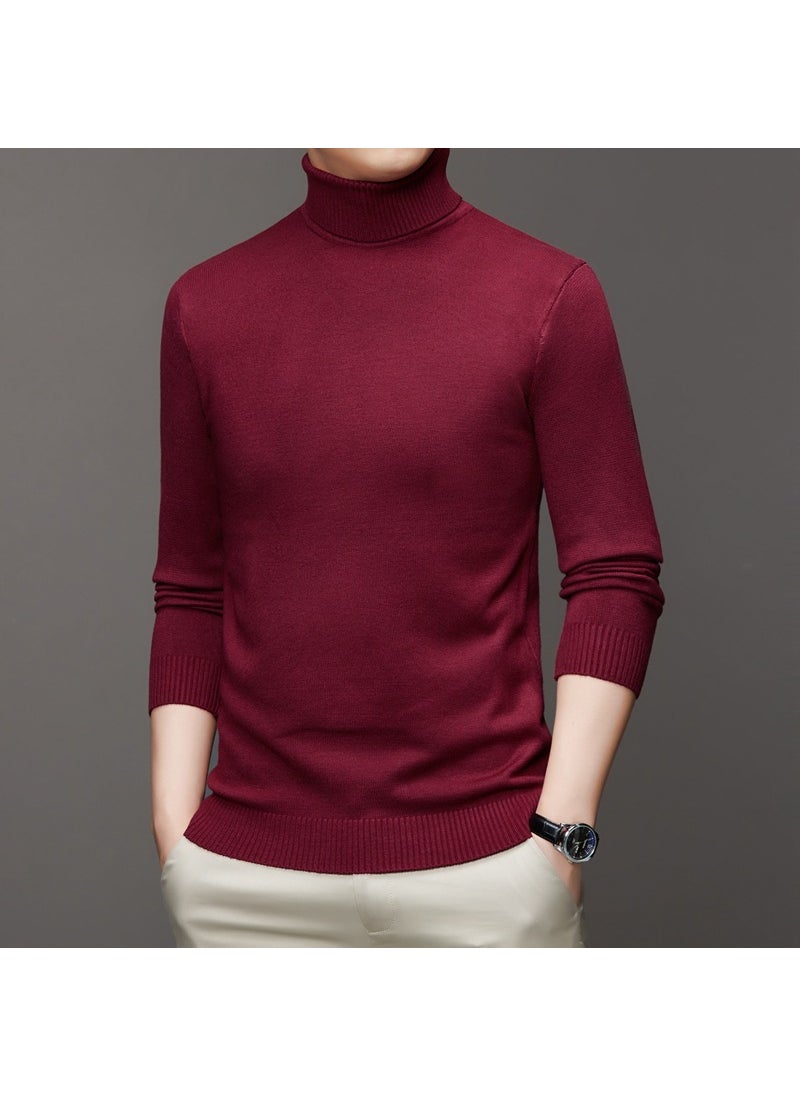 Generic - Autumn Winter Men Slim Fit Wool Coat High Collar Base Shirt Non-fading Anti-ball Core Wool Knitted Shirt Daily Use Navy blue - Image 1